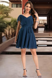 Eliza A-line V-Neck Short/Mini Chiffon Homecoming Dress STKP0020464