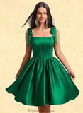 Mila Ball-Gown/Princess Straight Short Satin Homecoming Dress With Bow STKP0025645