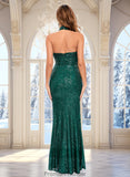 Isabel Sheath/Column Halter Floor-Length Sequin Prom Dresses STKP0025858