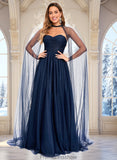 Leticia Ball-Gown/Princess Sweetheart Sweep Train Tulle Prom Dresses With Beading Sequins STKP0025848