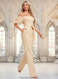 Miley Jumpsuit/Pantsuit Off the Shoulder Square Floor-Length Chiffon Bridesmaid Dress STKP0025791