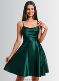 Perla A-line Cowl Short Stretch Satin Homecoming Dress STKP0025664