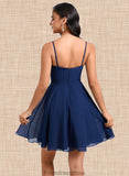 Addison A-line V-Neck Short Chiffon Homecoming Dress STKP0025641