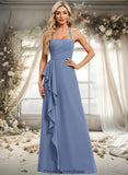 Katelynn A-line Halter Floor-Length Chiffon Bridesmaid Dress STKP0025799