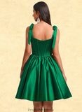 Mila Ball-Gown/Princess Straight Short Satin Homecoming Dress With Bow STKP0025645