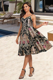 Maya A-line V-Neck Knee-Length Lace Satin Homecoming Dress With Flower STKP0020521