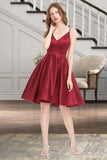 Serenity A-line V-Neck Short/Mini Satin Homecoming Dress STKP0020542