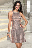 Alissa A-line Scoop Short/Mini Sequin Homecoming Dress With Sequins STKP0020584