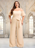 Miley Jumpsuit/Pantsuit Off the Shoulder Square Floor-Length Chiffon Bridesmaid Dress STKP0025791