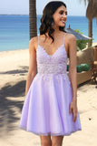 Undine A-line V-Neck Short/Mini Lace Tulle Homecoming Dress With Beading STKP0020501