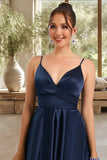 Aubree A-line V-Neck Short/Mini Satin Homecoming Dress STKP0020466