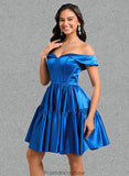 Essence Ball-Gown/Princess Off the Shoulder Short Satin Homecoming Dress STKP0025680