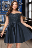 Meadow A-line Off the Shoulder Short/Mini Satin Homecoming Dress STKP0020552