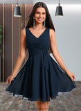 Miracle A-line V-Neck Short Chiffon Homecoming Dress With Pleated STKP0025644