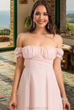 Abagail A-line Off the Shoulder Short/Mini Chiffon Homecoming Dress STKP0020472