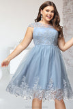 Paisley A-line Scoop Knee-Length Lace Tulle Homecoming Dress With Sequins STKP0020579