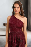 Camryn A-line One Shoulder Short/Mini Sequin Homecoming Dress With Sequins STKP0020485