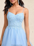 Liana A-line V-Neck Short Lace Tulle Homecoming Dress With Rhinestone Sequins STKP0025658