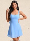 Jaelynn A-line Square Mini Chiffon Homecoming Dress With Bow STKP0025661