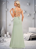 Sabrina Trumpet/Mermaid Square Floor-Length Chiffon Bridesmaid Dress STKP0025808