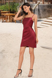 June Bodycon Square Short/Mini Satin Homecoming Dress STKP0020495