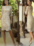 Eliza Sheath/Column Lace Applique Off-the-Shoulder 3/4 Sleeves Knee-Length Mother of the Bride Dresses STKP0020398