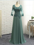 Tamara A-Line/Princess Chiffon Applique Scoop 3/4 Sleeves Sweep/Brush Train Mother of the Bride Dresses STKP0020418