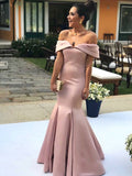 Kayley Trumpet/Mermaid Satin Ruffles Off-the-Shoulder Sleeveless Floor-Length Mother of the Bride Dresses STKP0020423