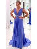 Gisselle A-Line/Princess Chiffon Ruffles V-neck Sleeveless Sweep/Brush Train Mother of the Bride Dresses STKP0020434