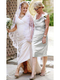 Serenity Sheath/Column Silk like Satin Ruched Square Sleeveless Knee-Length Mother of the Bride Dresses STKP0020436