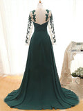 Ruby A-Line/Princess Chiffon Applique Sweetheart Long Sleeves Sweep/Brush Train Mother of the Bride Dresses STKP0020438