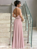 Ashlee A-Line/Princess Stretch Crepe Ruffles Halter Sleeveless Floor-Length Mother of the Bride Dresses STKP0020441