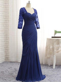 Aniyah Trumpet/Mermaid Chiffon Lace Sweetheart 3/4 Sleeves Floor-Length Mother of the Bride Dresses STKP0020442