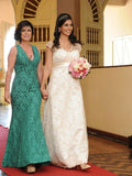 Paloma Sheath/Column Lace V-neck Sleeveless Floor-Length Mother of the Bride Dresses STKP0020447