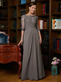 Anastasia A-Line/Princess Chiffon Applique Scoop 3/4 Sleeves Floor-Length Mother of the Bride Dresses STKP0020303