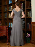 Pam A-Line/Princess Chiffon Applique Sweetheart Short Sleeves Floor-Length Mother of the Bride Dresses STKP0020328