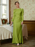 Josephine Sheath/Column Jersey Ruched Scoop Long Sleeves Floor-Length Mother of the Bride Dresses STKP0020352