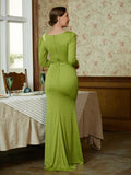 Josephine Sheath/Column Jersey Ruched Scoop Long Sleeves Floor-Length Mother of the Bride Dresses STKP0020352