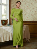 Josephine Sheath/Column Jersey Ruched Scoop Long Sleeves Floor-Length Mother of the Bride Dresses STKP0020352