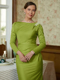 Josephine Sheath/Column Jersey Ruched Scoop Long Sleeves Floor-Length Mother of the Bride Dresses STKP0020352