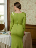 Josephine Sheath/Column Jersey Ruched Scoop Long Sleeves Floor-Length Mother of the Bride Dresses STKP0020352