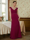 Rory Sheath/Column Stretch Crepe Beading V-neck Sleeveless Floor-Length Mother of the Bride Dresses STKP0020330