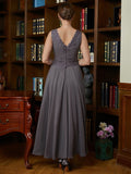 Mignon A-Line/Princess Chiffon Applique V-neck Sleeveless Ankle-Length Mother of the Bride Dresses STKP0020365