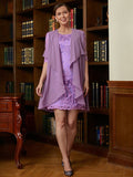 Mckenna Sheath/Column Lace V-neck 1/2 Sleeves Short/Mini Mother of the Bride Dresses STKP0020367