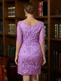 Mckenna Sheath/Column Lace V-neck 1/2 Sleeves Short/Mini Mother of the Bride Dresses STKP0020367