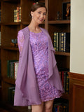 Mckenna Sheath/Column Lace V-neck 1/2 Sleeves Short/Mini Mother of the Bride Dresses STKP0020367