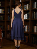 Shea A-Line/Princess Chiffon Ruched V-neck Sleeveless Tea-Length Mother of the Bride Dresses STKP0020277