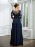 Roberta A-Line/Princess Chiffon Applique V-neck 3/4 Sleeves Floor-Length Mother of the Bride Dresses STKP0020267