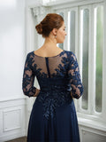 Roberta A-Line/Princess Chiffon Applique V-neck 3/4 Sleeves Floor-Length Mother of the Bride Dresses STKP0020267