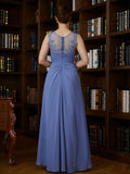 Jean A-Line/Princess Chiffon Applique Scoop Sleeveless Asymmetrical Mother of the Bride Dresses STKP0020257